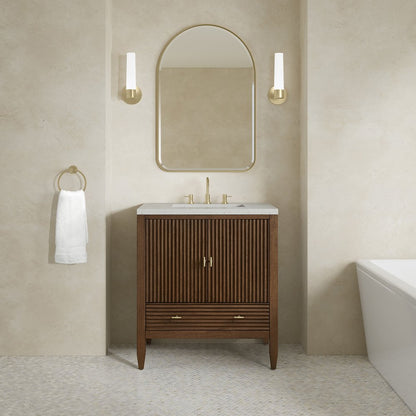 James Martin - Myrrin 30" Single Vanity, Mid-Century Walnut w/ 3 CM Lime Delight Silestone Top - 485-V30-WLT-3LDL view 3