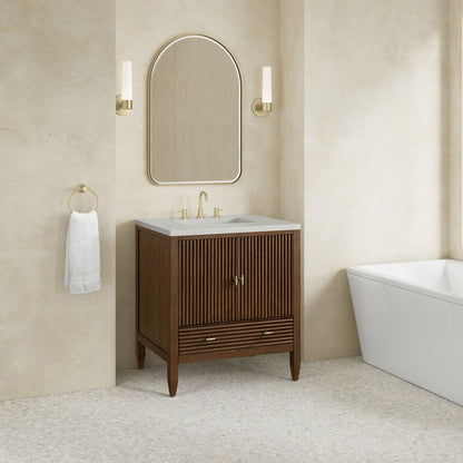 James Martin - Myrrin 30" Single Vanity, Mid-Century Walnut w/ 3 CM Lime Delight Silestone Top - 485-V30-WLT-3LDL view 4