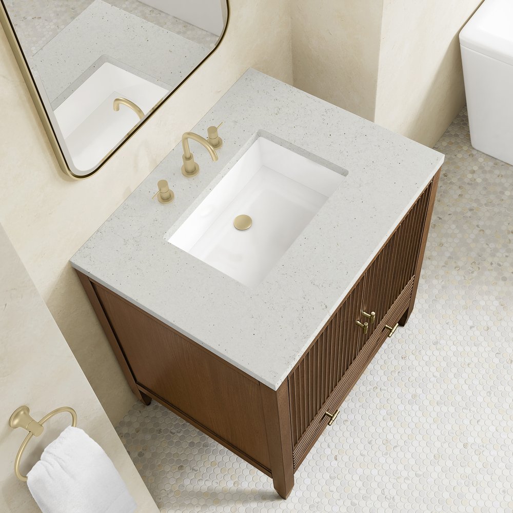 James Martin - Myrrin 30" Single Vanity, Mid-Century Walnut w/ 3 CM Lime Delight Silestone Top - 485-V30-WLT-3LDL view 7