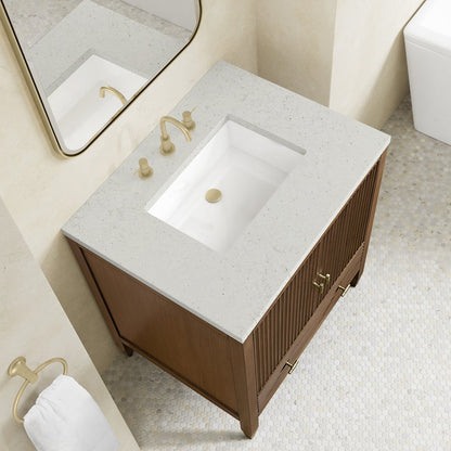 James Martin - Myrrin 30" Single Vanity, Mid-Century Walnut w/ 3 CM Lime Delight Silestone Top - 485-V30-WLT-3LDL view 7