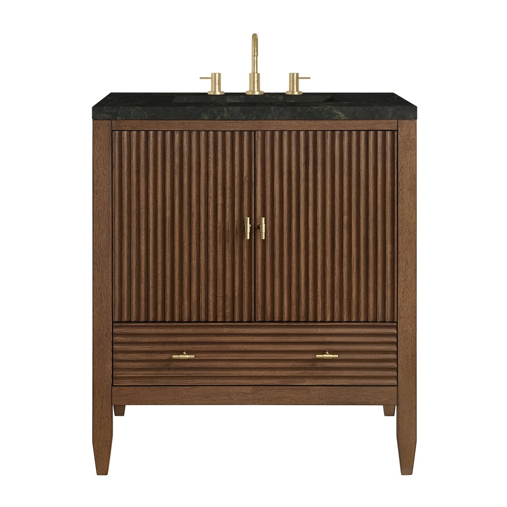 James Martin - Myrrin 30" Single Vanity, Mid-Century Walnut w/ 3 CM Phantome Eclos Top - 485-V30-WLT-3PHT view 2