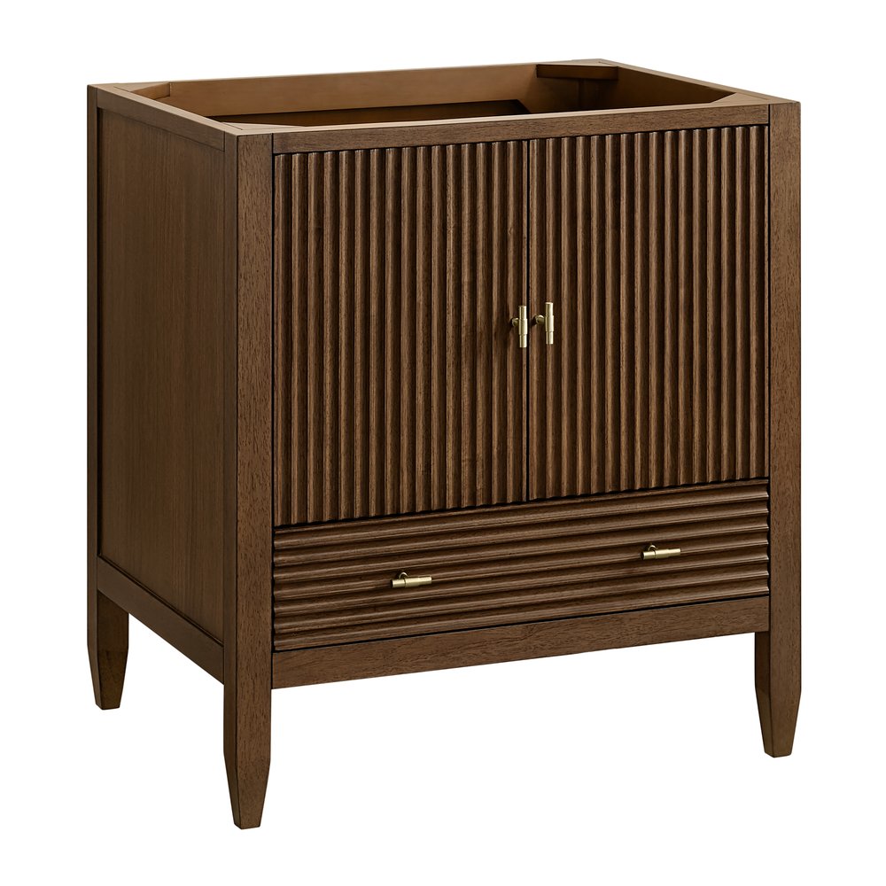 James Martin - Myrrin 30" Single Vanity, Mid-Century Walnut w/ 3 CM Phantome Eclos Top - 485-V30-WLT-3PHT view 3