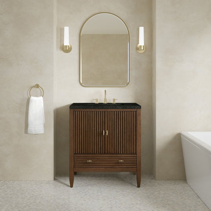 James Martin - Myrrin 30" Single Vanity, Mid-Century Walnut w/ 3 CM Phantome Eclos Top - 485-V30-WLT-3PHT view 5