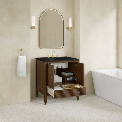 James Martin - Myrrin 30" Single Vanity, Mid-Century Walnut w/ 3 CM Phantome Eclos Top - 485-V30-WLT-3PHT view 8