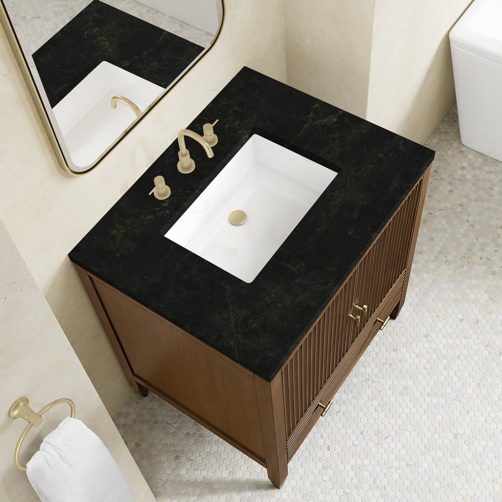 James Martin - Myrrin 30" Single Vanity, Mid-Century Walnut w/ 3 CM Phantome Eclos Top - 485-V30-WLT-3PHT view 11