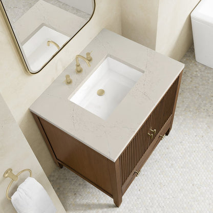 James Martin - Myrrin 30" Single Vanity, Mid-Century Walnut w/ 3 CM Siberian Silestone Top - 485-V30-WLT-3SFR view 11