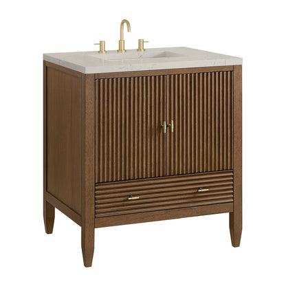 James Martin - Myrrin 30" Single Vanity, Mid-Century Walnut w/ 3 CM Siberian Silestone Top - 485-V30-WLT-3SFR view 14