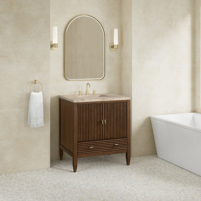 James Martin - Myrrin 30" Single Vanity, Mid-Century Walnut w/ 3 CM Tajnar Eclos Top - 485-V30-WLT-3TJR view 7