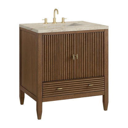 James Martin - Myrrin 30" Single Vanity, Mid-Century Walnut w/ 3 CM Tajnar Eclos Top - 485-V30-WLT-3TJR view 14