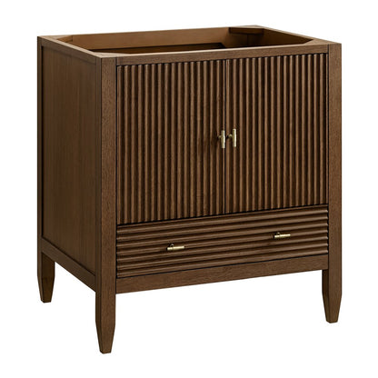 James Martin - Myrrin 30" Single Vanity, Mid-Century Walnut w/ 3 CM Victorian Silver Silestone Top - 485-V30-WLT-3VSL view 2