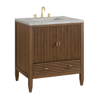 James Martin - Myrrin 30" Single Vanity, Mid-Century Walnut w/ 3 CM Victorian Silver Silestone Top - 485-V30-WLT-3VSL view 10