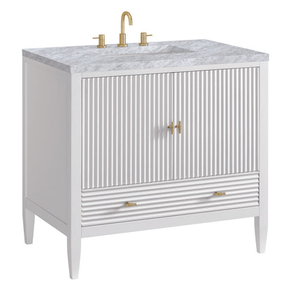 James Martin - Myrrin 36" Vanity, Bright White w/ 3 CM Carrara White Marble Top - 485-V36-BW-3CAR view 10