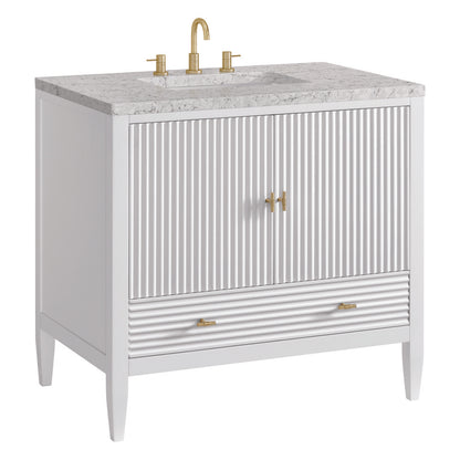 James Martin - Myrrin 36" Vanity, Bright White w/ 3 CM Eternal Jasmine Pearl Silestone Top - 485-V36-BW-3EJP view 9