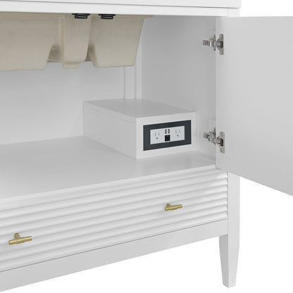 James Martin - Myrrin 36" Vanity, Bright White w/ 3 CM Ethereal Noctis Silestone Top - 485-V36-BW-3ENC view 12