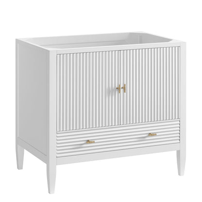 James Martin - Myrrin 36" Vanity, Bright White w/ 3 CM Lime Delight Silestone Top - 485-V36-BW-3LDL view 2