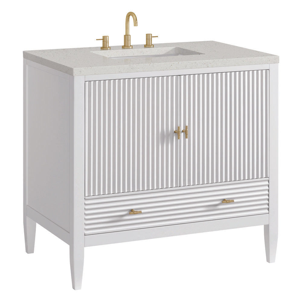 James Martin - Myrrin 36" Vanity, Bright White w/ 3 CM Lime Delight Silestone Top - 485-V36-BW-3LDL view 10
