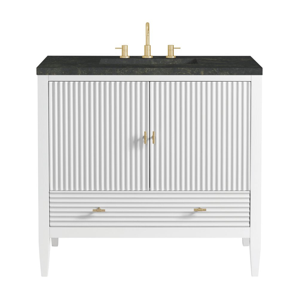 James Martin - Myrrin 36" Vanity, Bright White, w/ 3 CM Phantome Eclos Top - 485-V36-BW-3PHT view 1