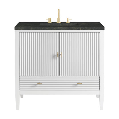 James Martin - Myrrin 36" Vanity, Bright White, w/ 3 CM Phantome Eclos Top - 485-V36-BW-3PHT view 1