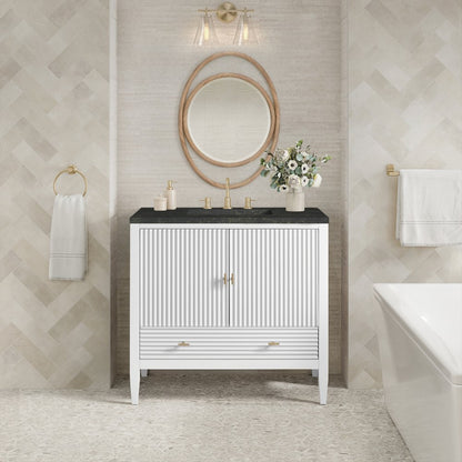 James Martin - Myrrin 36" Vanity, Bright White, w/ 3 CM Phantome Eclos Top - 485-V36-BW-3PHT view 3