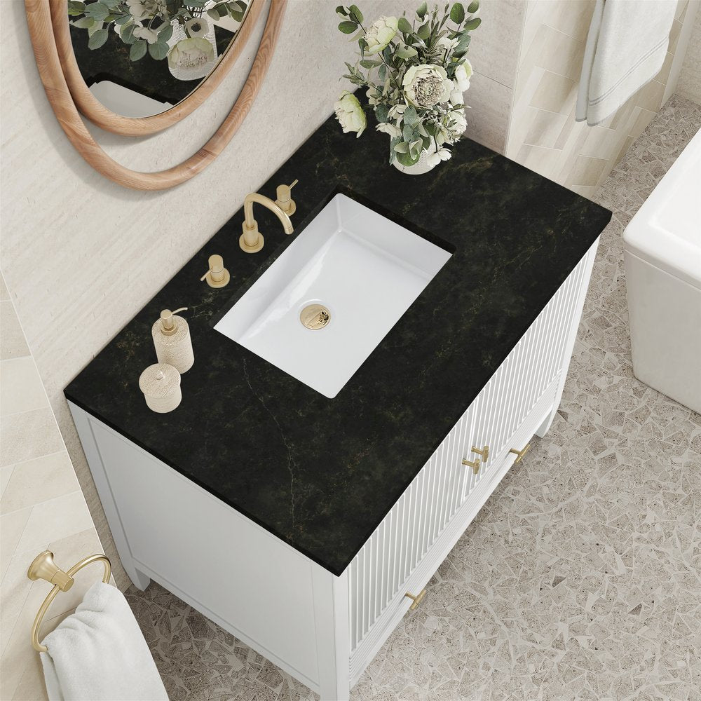 James Martin - Myrrin 36" Vanity, Bright White, w/ 3 CM Phantome Eclos Top - 485-V36-BW-3PHT view 7