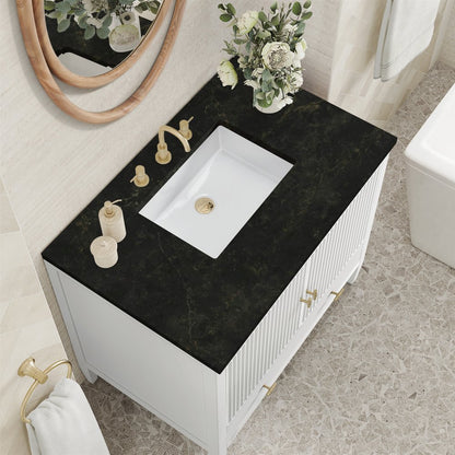 James Martin - Myrrin 36" Vanity, Bright White, w/ 3 CM Phantome Eclos Top - 485-V36-BW-3PHT view 7