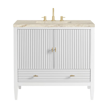 James Martin - Myrrin 36" Vanity, Bright White, w/ 3 CM Tajnar Eclos Top - 485-V36-BW-3TJR view 1