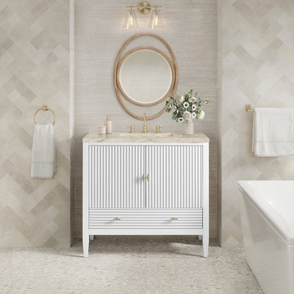 James Martin - Myrrin 36" Vanity, Bright White, w/ 3 CM Tajnar Eclos Top - 485-V36-BW-3TJR view 3