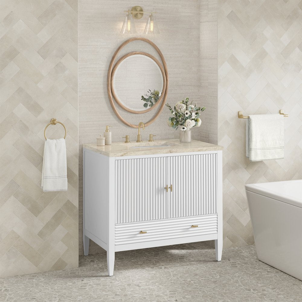 James Martin - Myrrin 36" Vanity, Bright White, w/ 3 CM Tajnar Eclos Top - 485-V36-BW-3TJR view 4