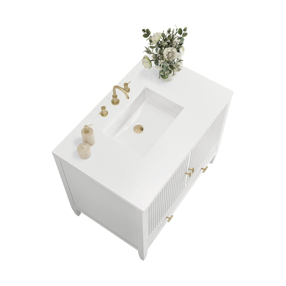 James Martin - Myrrin 36" Vanity, Bright White w/ 3 CM White Zeus Silestone Top - 485-V36-BW-3WZ view 8