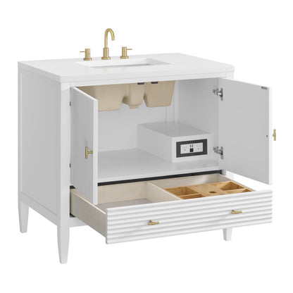 James Martin - Myrrin 36" Vanity, Bright White w/ 3 CM White Zeus Silestone Top - 485-V36-BW-3WZ view 10