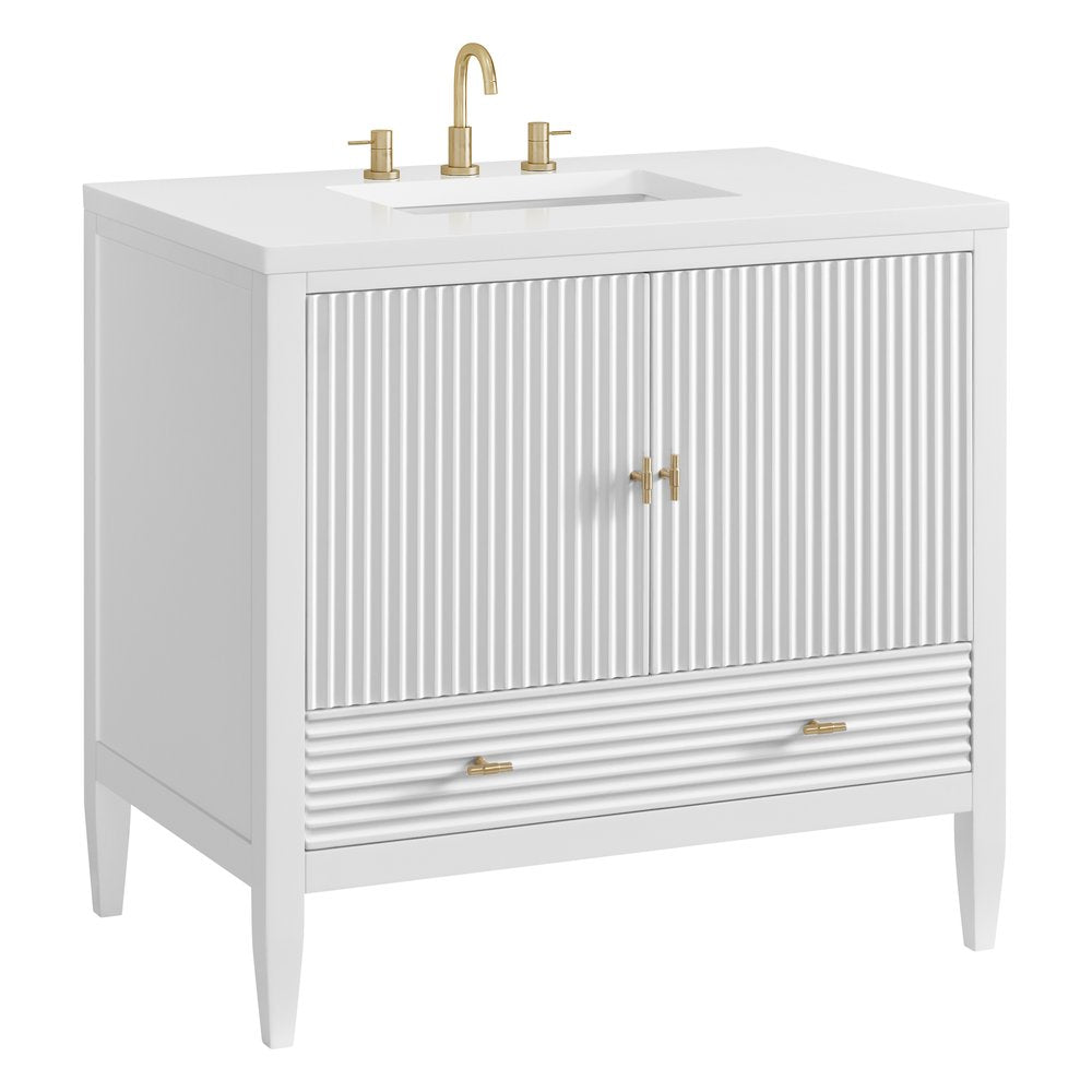 James Martin - Myrrin 36" Vanity, Bright White w/ 3 CM White Zeus Silestone Top - 485-V36-BW-3WZ view 12