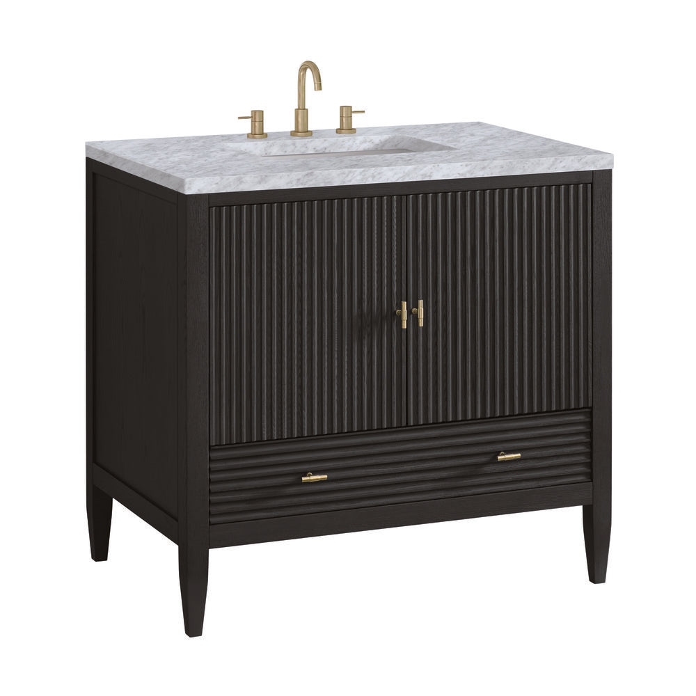 James Martin - Myrrin 36" Vanity, Carbon Oak w/ 3 CM Carrara White Marble Top - 485-V36-CBO-3CAR view 10