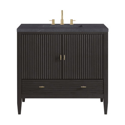 James Martin - Myrrin 36" Vanity, Carbon Oak w/ 3 CM Charcoal Soapstone Silestone Top - 485-V36-CBO-3CSP view 1