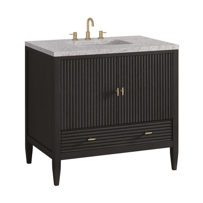 James Martin - Myrrin 36" Vanity, Carbon Oak w/ 3 CM Eternal Jasmine Pearl Silestone Top - 485-V36-CBO-3EJP view 10