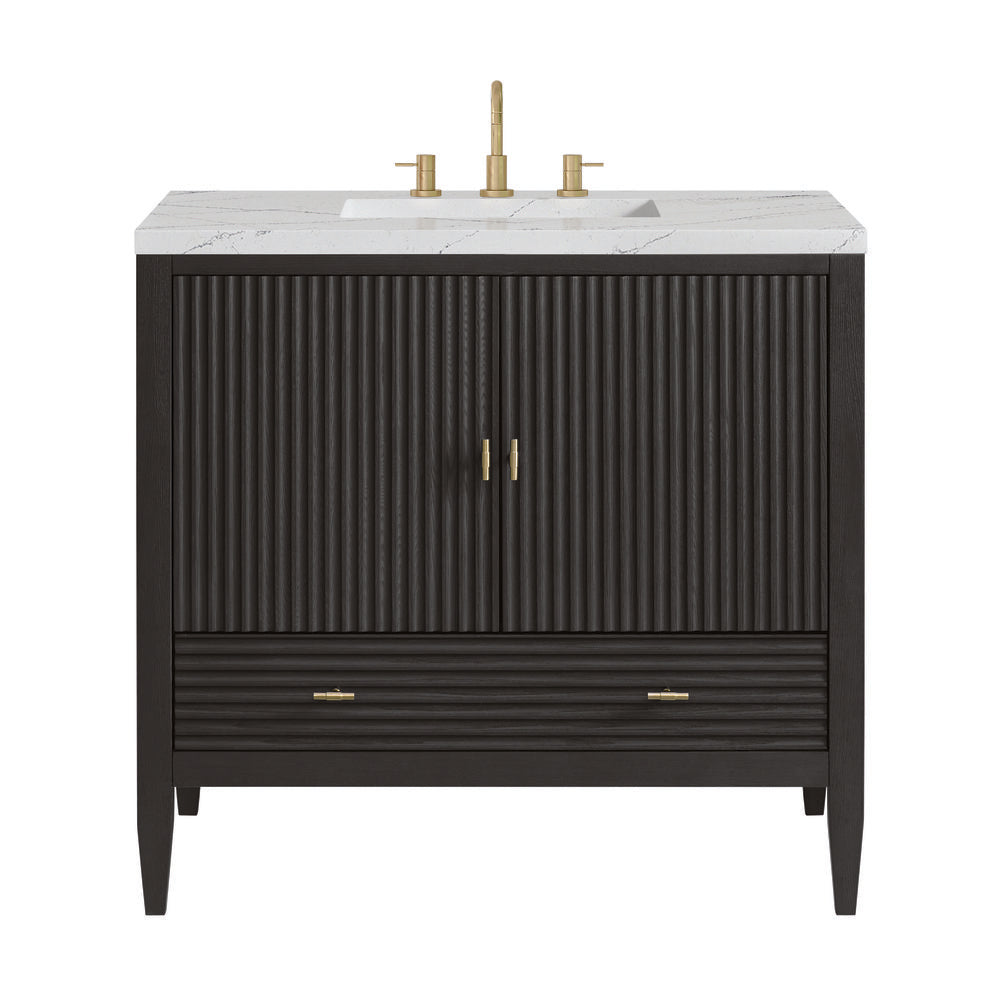 James Martin - Myrrin 36" Vanity, Carbon Oak w/ 3 CM Ethereal Noctis Silestone Top - 485-V36-CBO-3ENC view 1