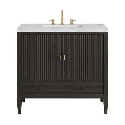 James Martin - Myrrin 36" Vanity, Carbon Oak w/ 3 CM Ethereal Noctis Silestone Top - 485-V36-CBO-3ENC view 1