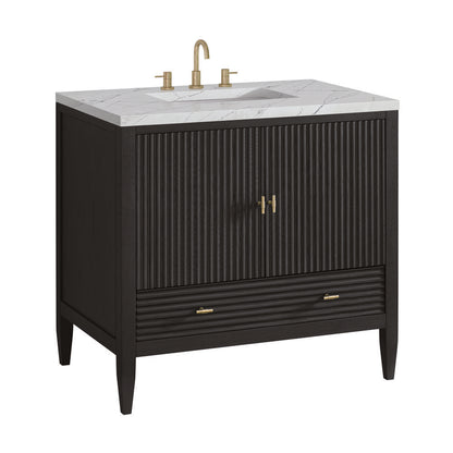 James Martin - Myrrin 36" Vanity, Carbon Oak w/ 3 CM Ethereal Noctis Silestone Top - 485-V36-CBO-3ENC view 10