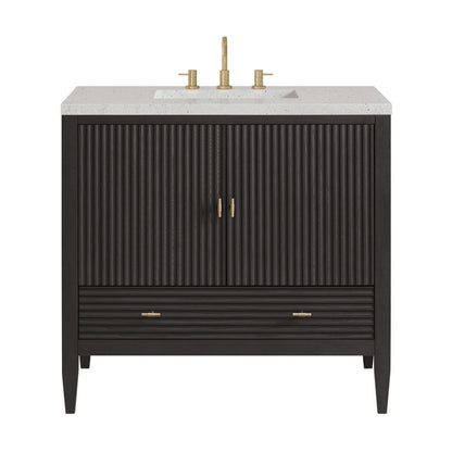 James Martin - Myrrin 36" Vanity, Carbon Oak w/ 3 CM Lime Delight Silestone Top - 485-V36-CBO-3LDL view 1