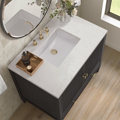 James Martin - Myrrin 36" Vanity, Carbon Oak w/ 3 CM Lime Delight Silestone Top - 485-V36-CBO-3LDL view 7