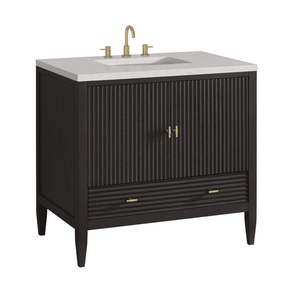 James Martin - Myrrin 36" Vanity, Carbon Oak w/ 3 CM Lime Delight Silestone Top - 485-V36-CBO-3LDL view 10