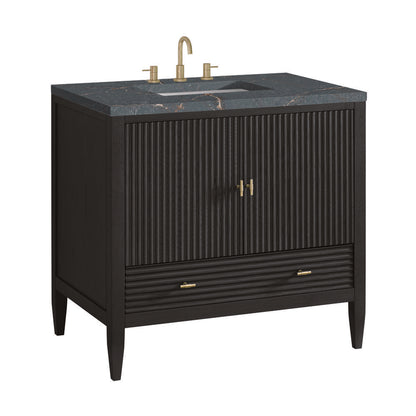 James Martin - Myrrin 36" Vanity, Carbon Oak w/ 3 CM Parisien Bleu Silestone Top - 485-V36-CBO-3PBL view 10