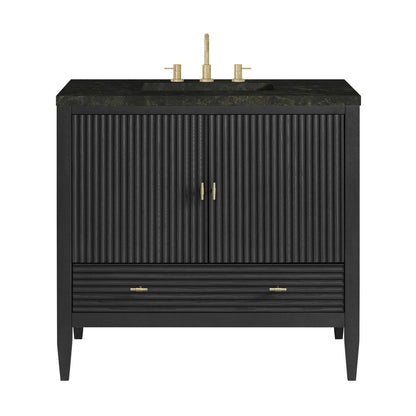 James Martin - Myrrin 36" Vanity, Carbon Oak, w/ 3 CM Phantome Eclos Top - 485-V36-CBO-3PHT view 1