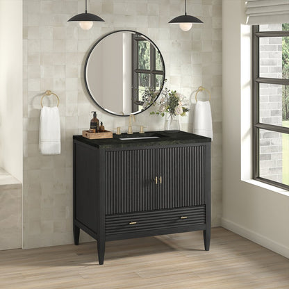 James Martin - Myrrin 36" Vanity, Carbon Oak, w/ 3 CM Phantome Eclos Top - 485-V36-CBO-3PHT view 4