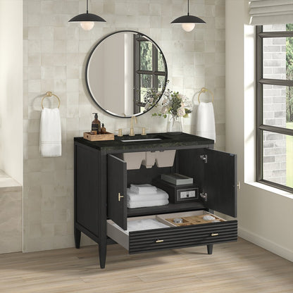James Martin - Myrrin 36" Vanity, Carbon Oak, w/ 3 CM Phantome Eclos Top - 485-V36-CBO-3PHT view 5