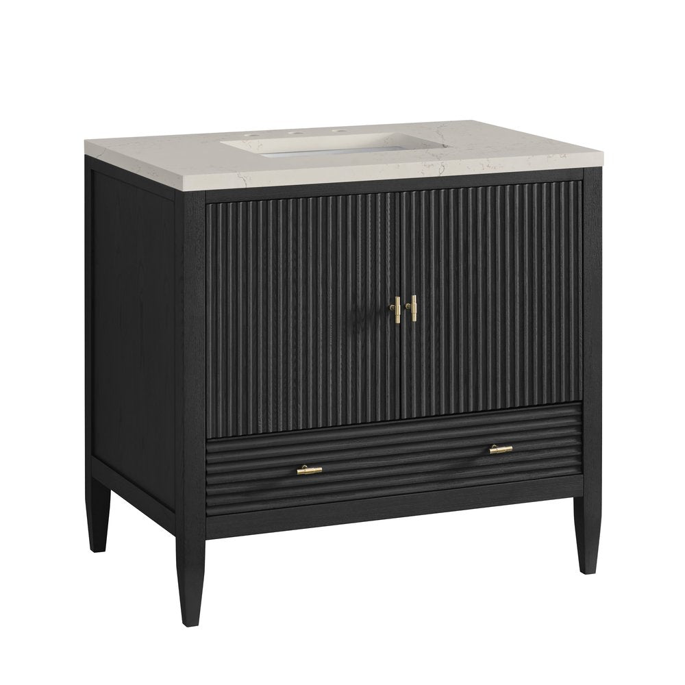 James Martin - Myrrin 36" Vanity, Carbon Oak, w/ 3 CM Siberian Silestone Top - 485-V36-CBO-3SFR view 10