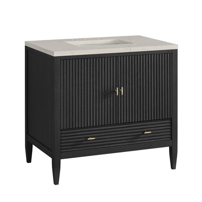James Martin - Myrrin 36" Vanity, Carbon Oak, w/ 3 CM Siberian Silestone Top - 485-V36-CBO-3SFR view 10