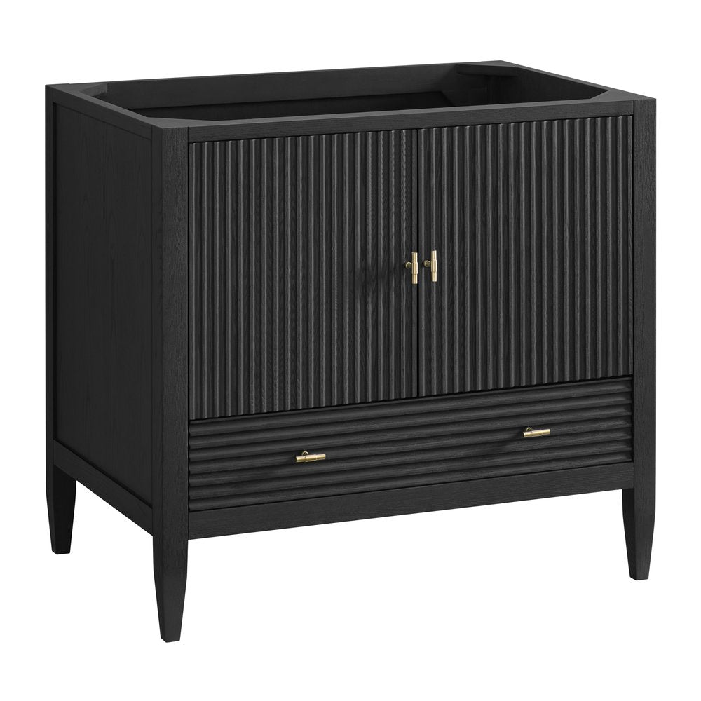 James Martin - Myrrin 36" Vanity, Carbon Oak, w/ 3 CM Tajnar Eclos Top - 485-V36-CBO-3TJR view 2