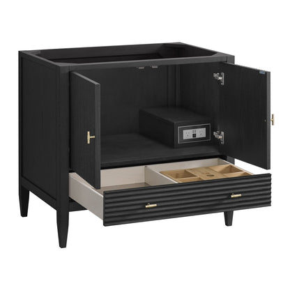 James Martin - Myrrin 36" Vanity, Carbon Oak, w/ 3 CM Tajnar Eclos Top - 485-V36-CBO-3TJR view 8