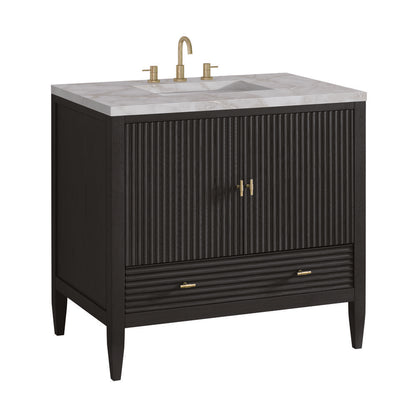 James Martin - Myrrin 36" Vanity, Carbon Oak w/ 3 CM Victorian Silver Silestone Top - 485-V36-CBO-3VSL view 10