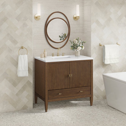 James Martin - Myrrin 36" Vanity, Mid Century Walnut - 485-V36-WLT view 4
